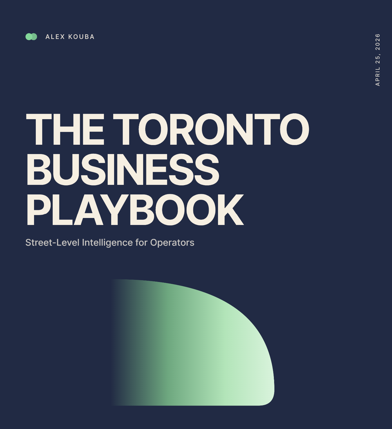 The Toronto Business Playbook 2026 cover